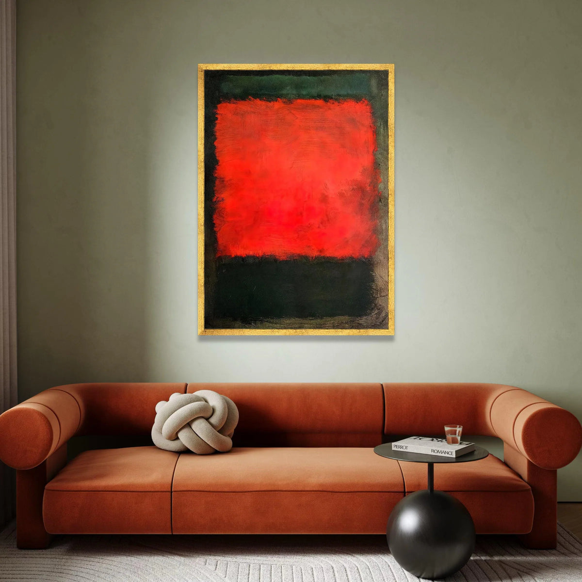 Bold Mark Rothko Style Canvas Wall Art, Abstract Red and Black Color Block Canvas, Modern Minimalist Home Decoration Canvas Print Art
