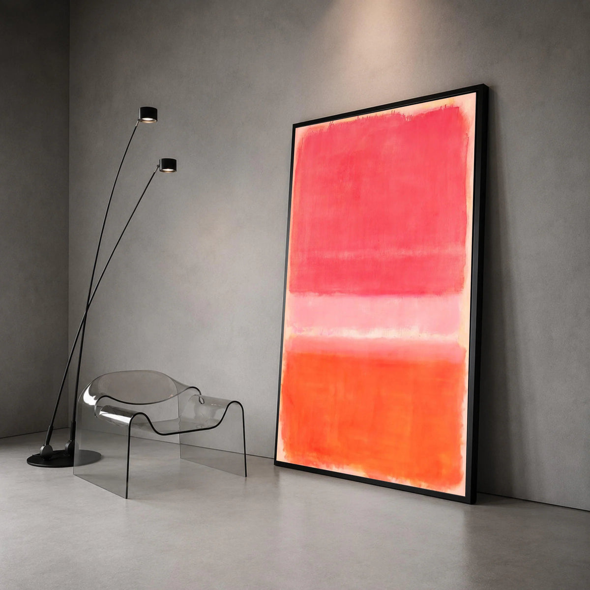 Mark Rothko Style Abstract Canvas Wall Art, Red and Orange Color Field Painting, Modern Minimalist Home Decoration Canvas Print Art