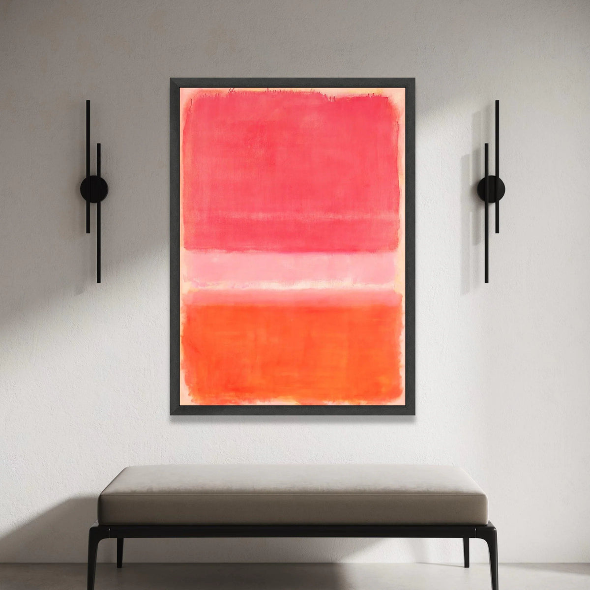Mark Rothko Style Abstract Canvas Wall Art, Red and Orange Color Field Painting, Modern Minimalist Home Decoration Canvas Print Art