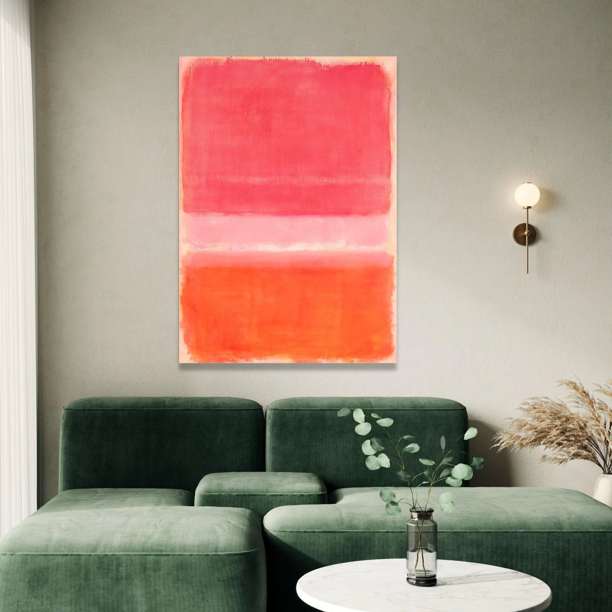 Mark Rothko Style Abstract Canvas Wall Art, Red and Orange Color Field Painting, Modern Minimalist Home Decoration Canvas Print Art
