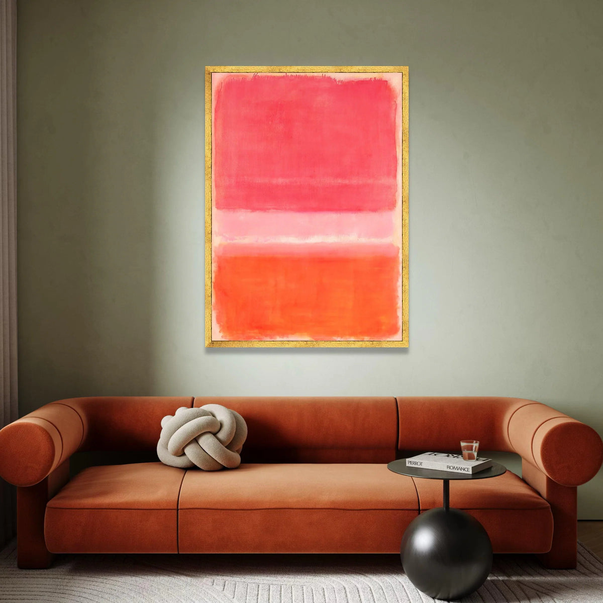 Mark Rothko Style Abstract Canvas Wall Art, Red and Orange Color Field Painting, Modern Minimalist Home Decoration Canvas Print Art