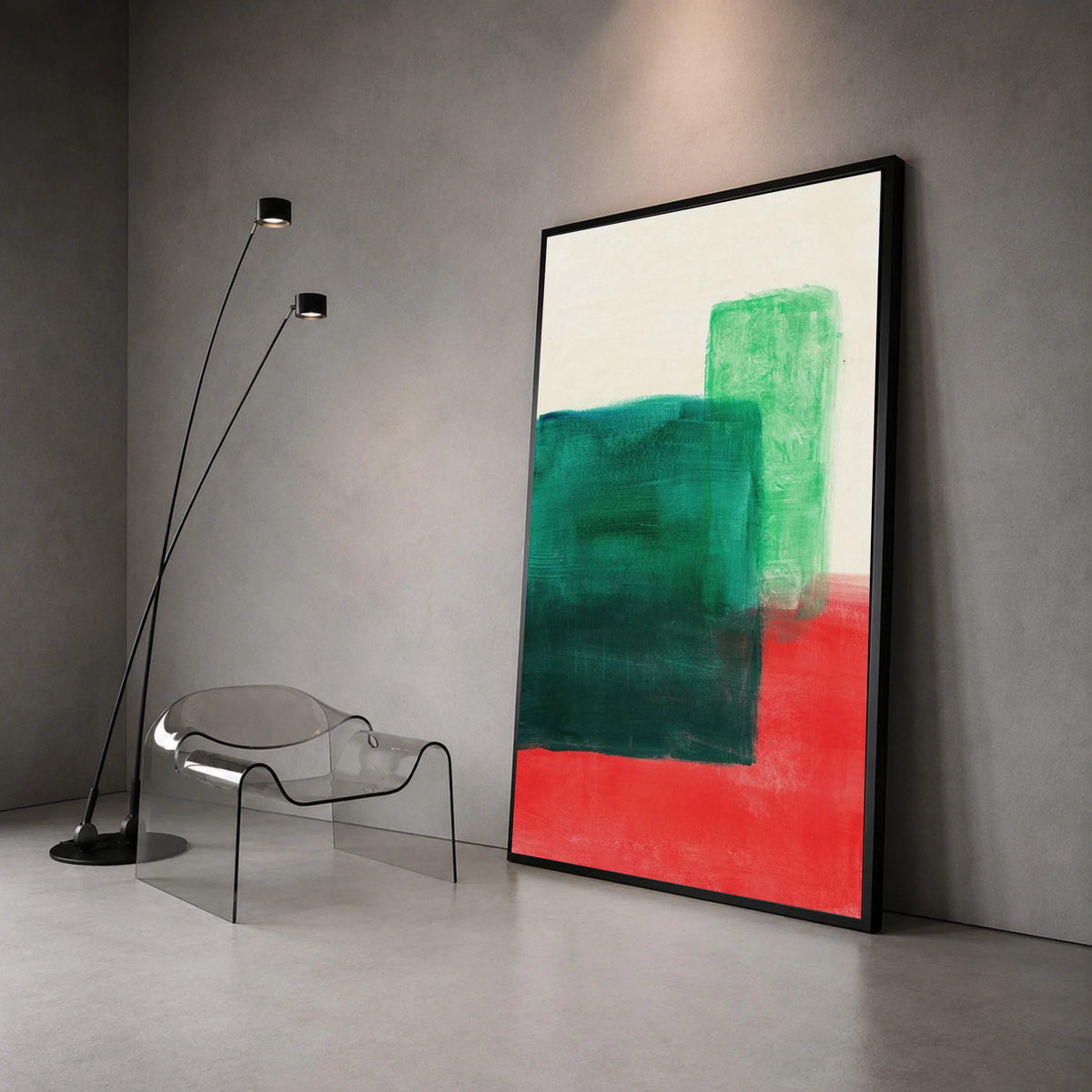 Mark Rothko Style Abstract Canvas Wall Art, Color Blocking Art, Modern Minimalist Home Decoration, Green and Red Geometric Canvas Print Art