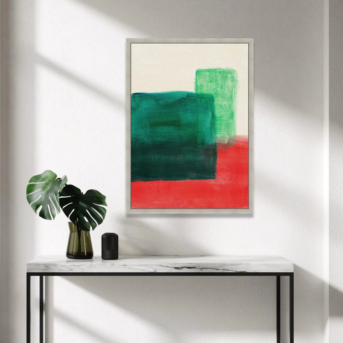 Mark Rothko Style Abstract Canvas Wall Art, Color Blocking Art, Modern Minimalist Home Decoration, Green and Red Geometric Canvas Print Art