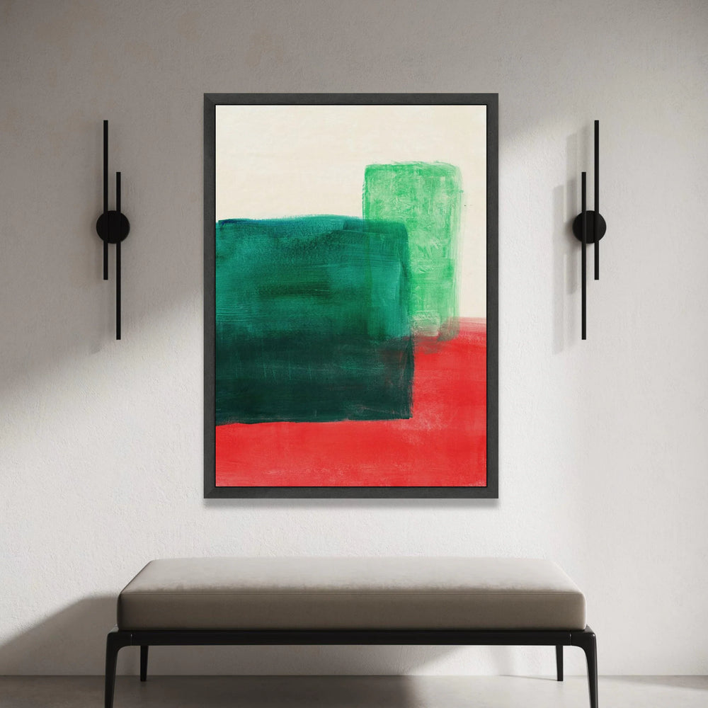 Mark Rothko Style Abstract Canvas Wall Art, Color Blocking Art, Modern Minimalist Home Decoration, Green and Red Geometric Canvas Print Art