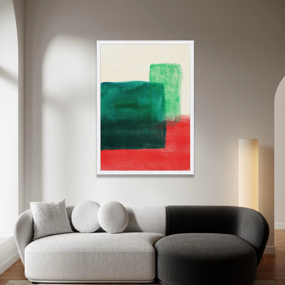 Mark Rothko Style Abstract Canvas Wall Art, Color Blocking Art, Modern Minimalist Home Decoration, Green and Red Geometric Canvas Print Art