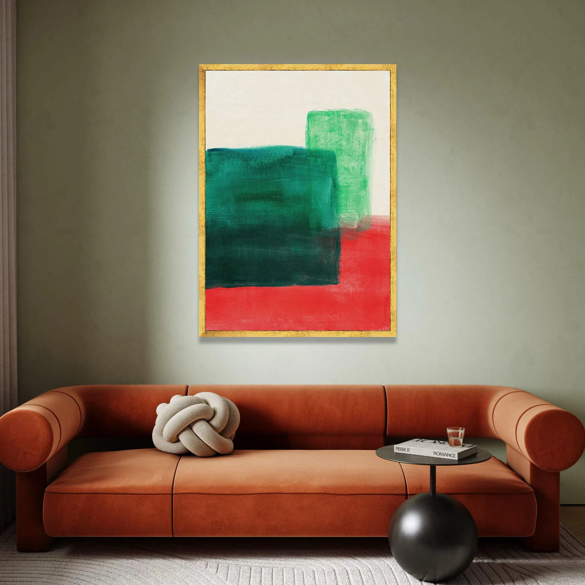 Mark Rothko Style Abstract Canvas Wall Art, Color Blocking Art, Modern Minimalist Home Decoration, Green and Red Geometric Canvas Print Art