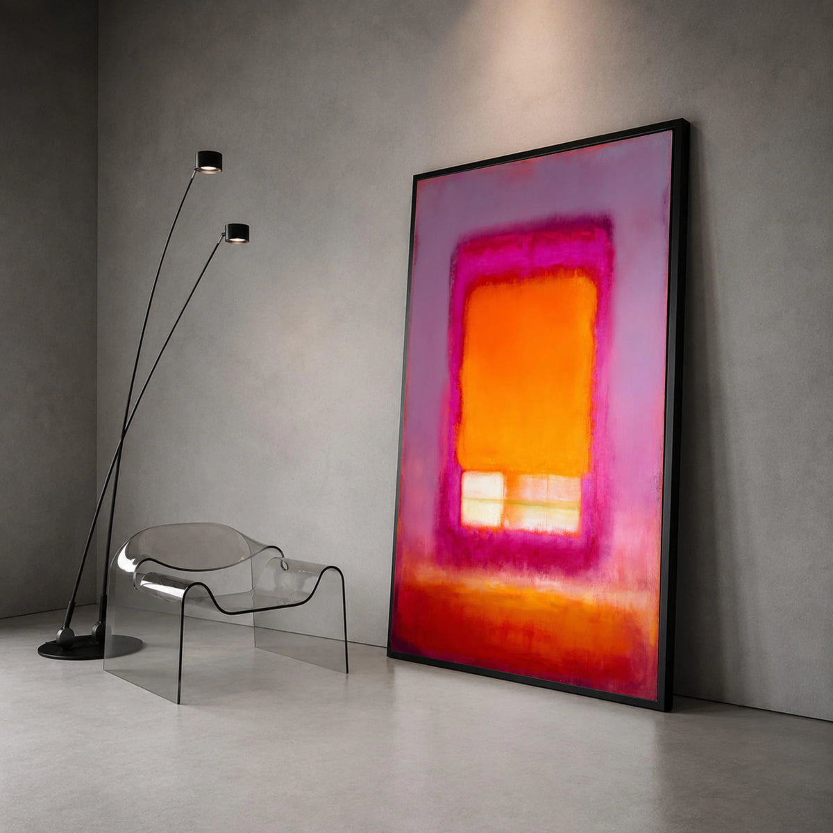 Mark Rothko Style Abstract Canvas Wall Art, Color Field Painting, Modern Expressionist Home Decor, Vibrant Orange and Pink Canvas Print Art