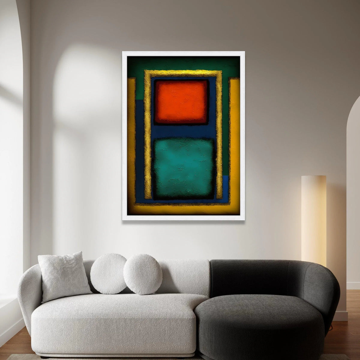 Mark Rothko Style Abstract Canvas Wall Art, Color Block Geometric Design, Modern Minimalist Home Decoration, Vibrant Red Canvas Print Art