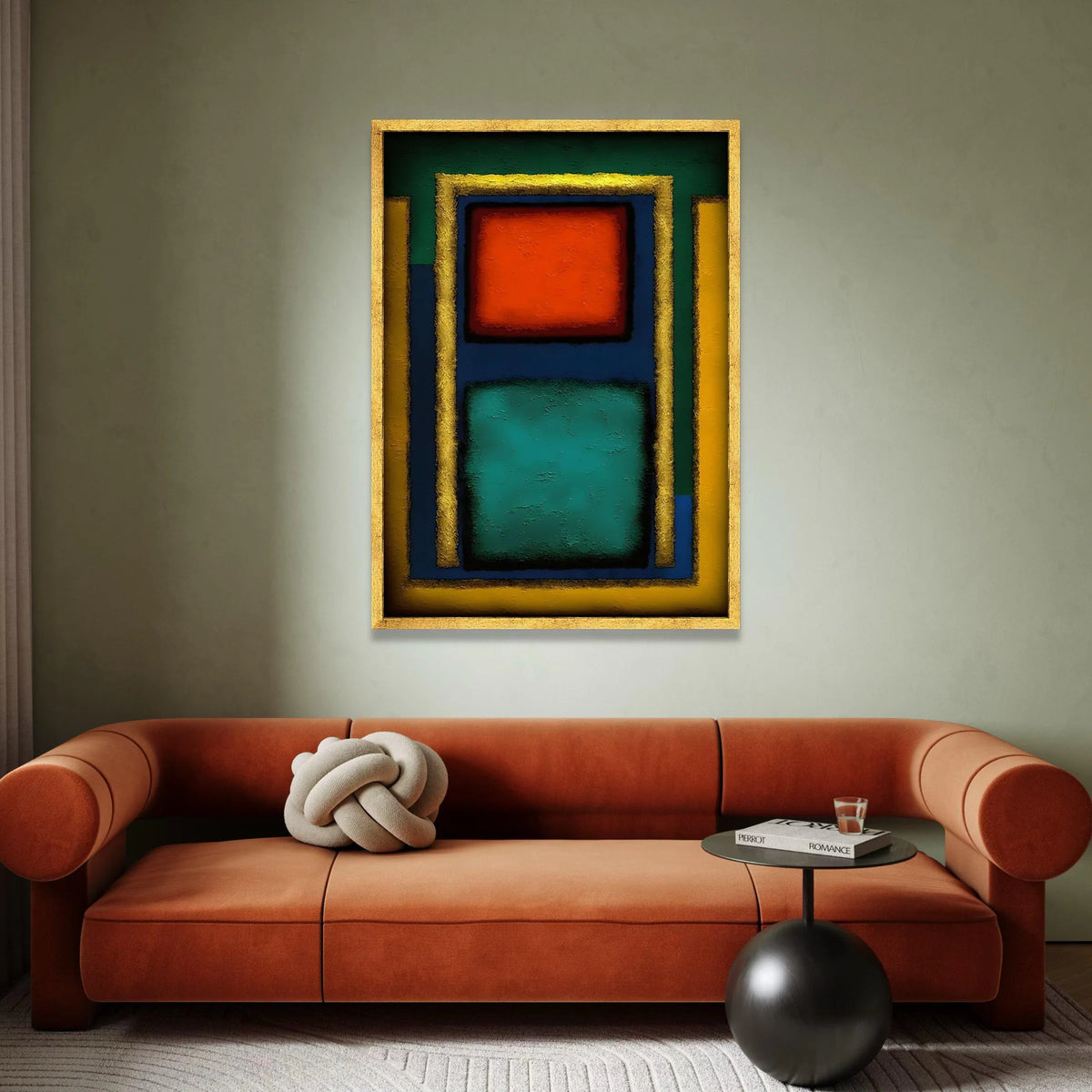 Mark Rothko Style Abstract Canvas Wall Art, Color Block Geometric Design, Modern Minimalist Home Decoration, Vibrant Red Canvas Print Art