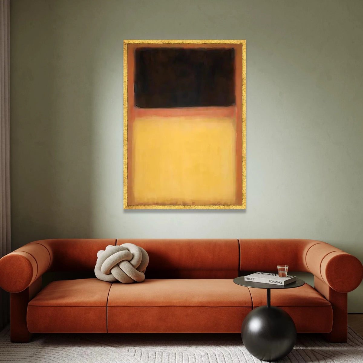 Mark Rothko Abstract Canvas Wall Art, Modern Color Block Painting, Minimalist Orange Yellow Black Canvas, Contemporary Home Canvas Print Art