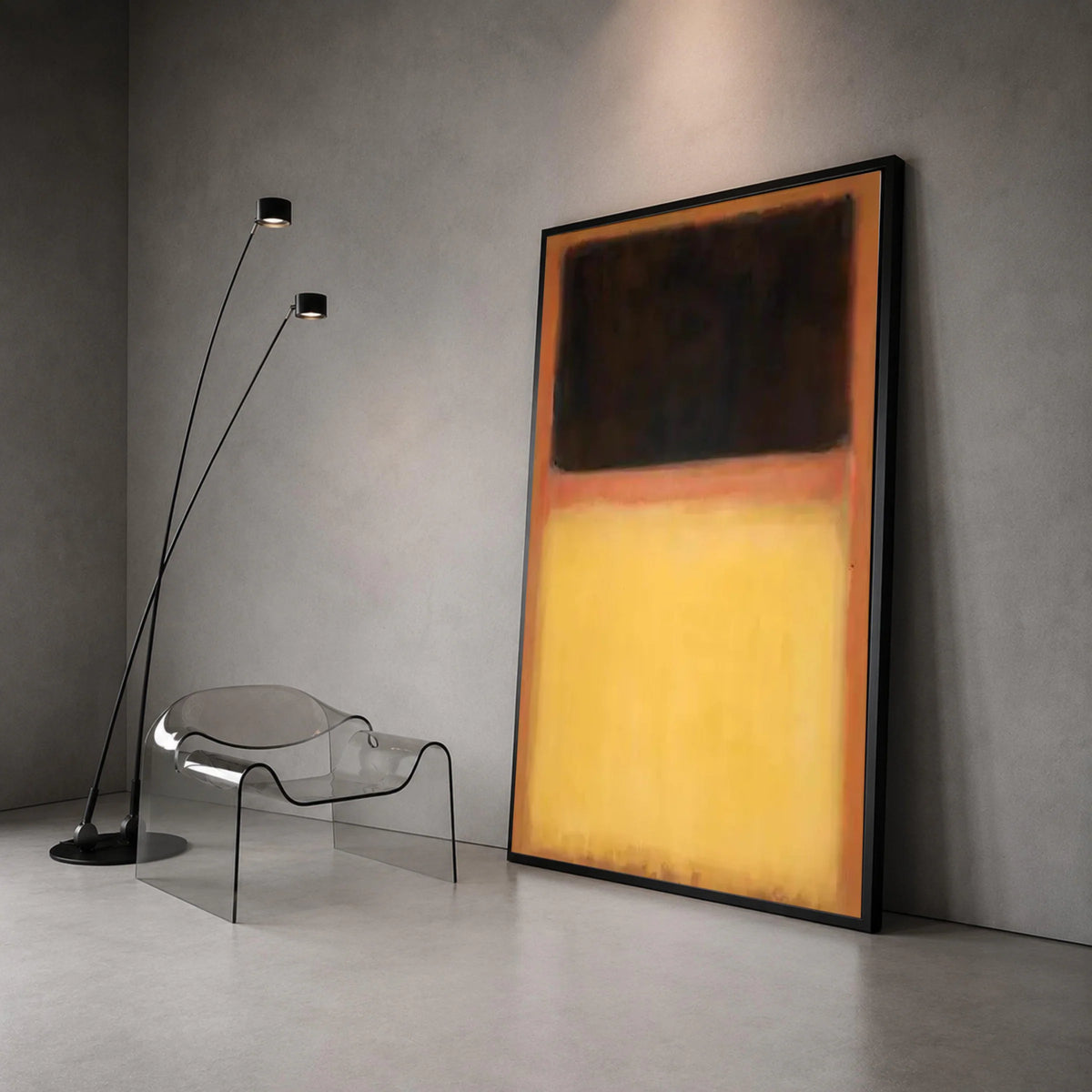 Mark Rothko Abstract Canvas Wall Art, Modern Color Block Painting, Minimalist Orange Yellow Black Canvas, Contemporary Home Canvas Print Art