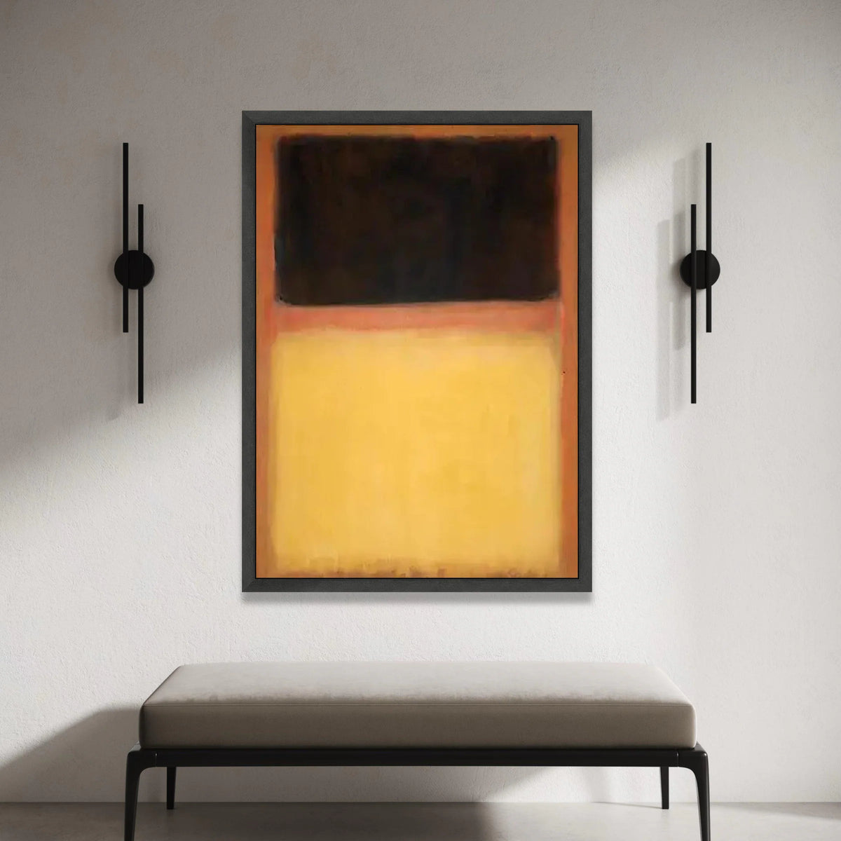 Mark Rothko Abstract Canvas Wall Art, Modern Color Block Painting, Minimalist Orange Yellow Black Canvas, Contemporary Home Canvas Print Art