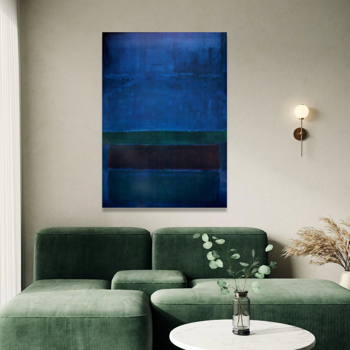 Mark Rothko Blue Abstract Canvas Wall Art, Modern Minimalist Geometric Painting, Color Field Canvas, Contemporary Home Canvas Print Art
