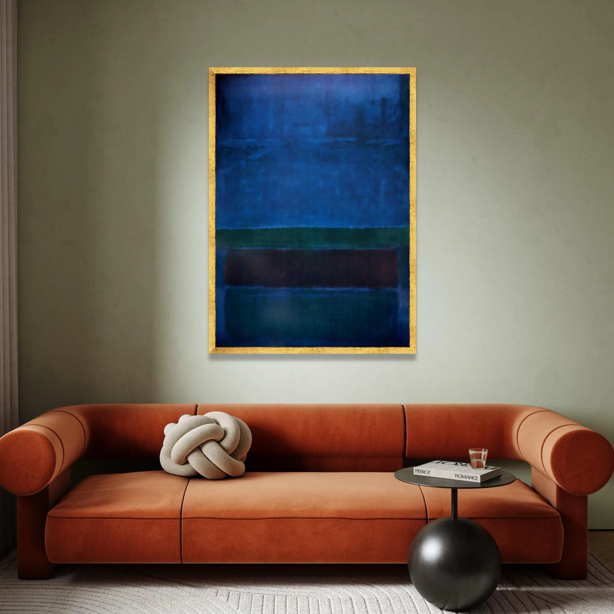 Mark Rothko Blue Abstract Canvas Wall Art, Modern Minimalist Geometric Painting, Color Field Canvas, Contemporary Home Canvas Print Art