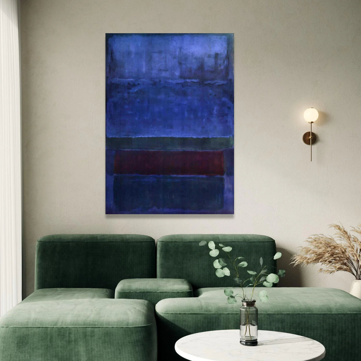 Mark Rothko Style Deep Blue Abstract Canvas Wall Art, Modern Color Block Painting, Contemporary Home Decor, Large Statement Canvas Print Art