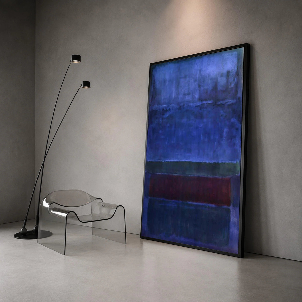 Mark Rothko Style Deep Blue Abstract Canvas Wall Art, Modern Color Block Painting, Contemporary Home Decor, Large Statement Canvas Print Art