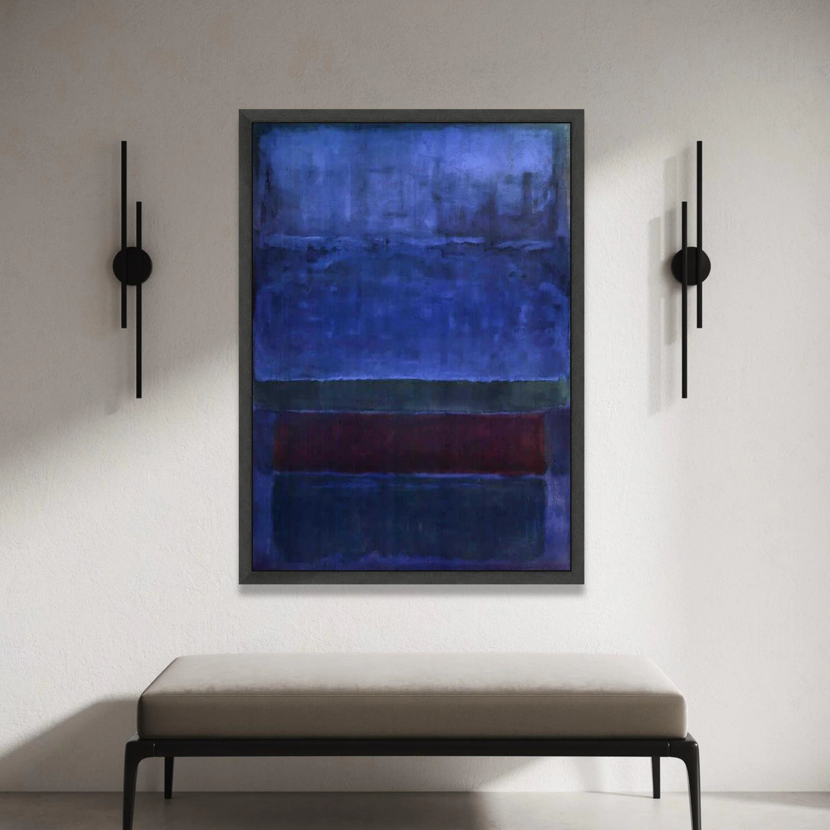 Mark Rothko Style Deep Blue Abstract Canvas Wall Art, Modern Color Block Painting, Contemporary Home Decor, Large Statement Canvas Print Art