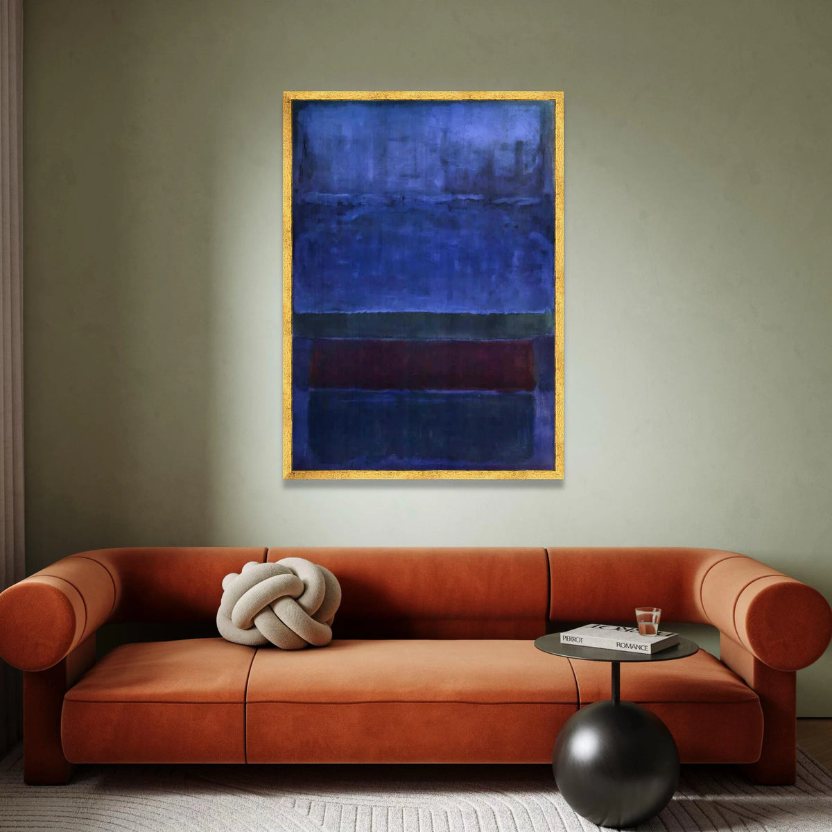 Mark Rothko Style Deep Blue Abstract Canvas Wall Art, Modern Color Block Painting, Contemporary Home Decor, Large Statement Canvas Print Art