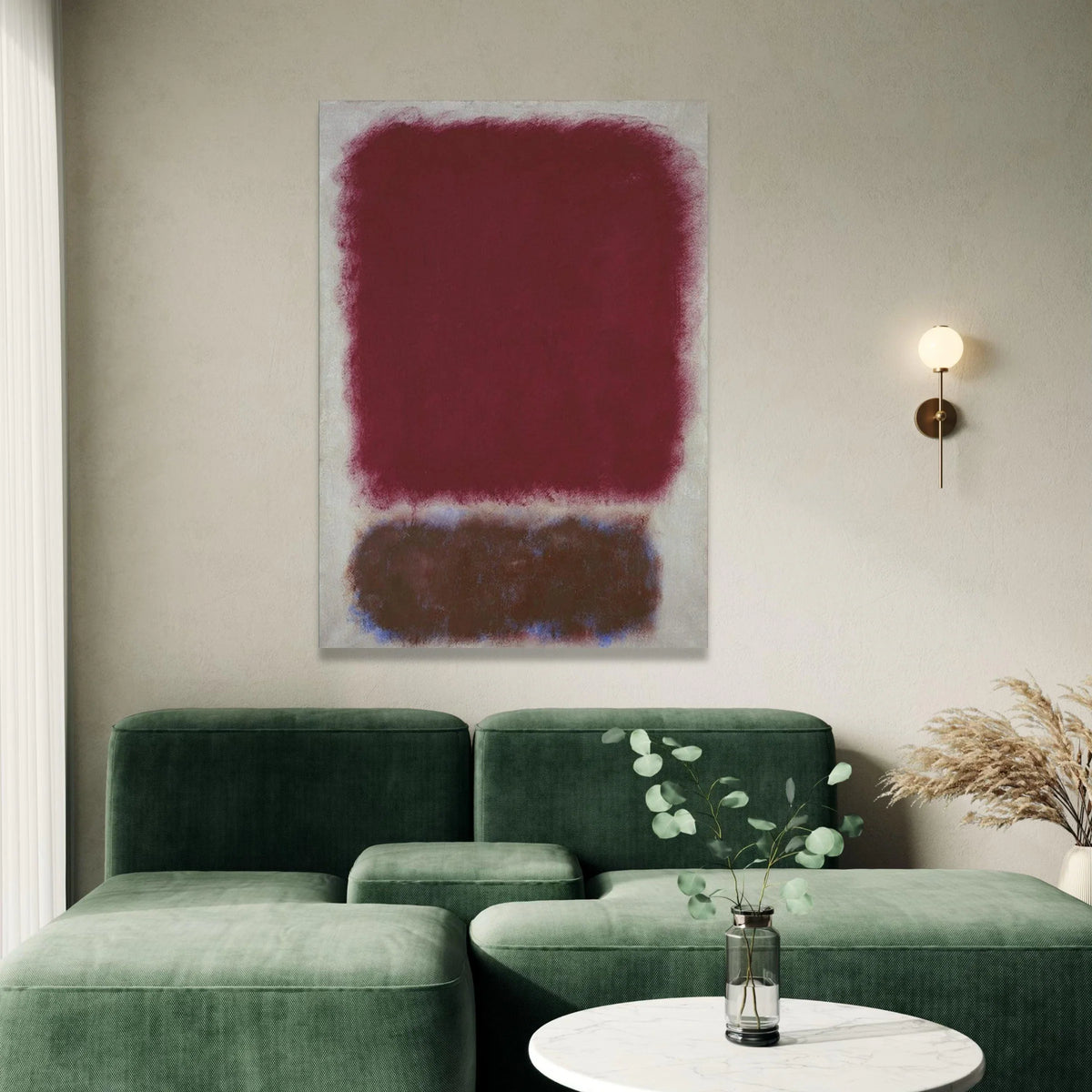 Mark Rothko Style Abstract Canvas Wall Art, Red and Brown Color Blocks, Modern Minimalist Home Decoration, Expressionist Canvas Print Art