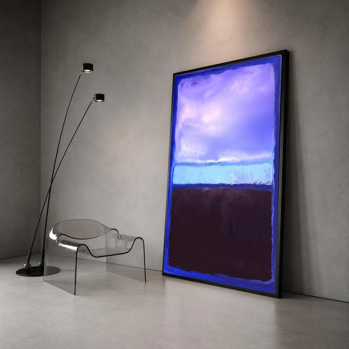 Mark Rothko Style Abstract Canvas Wall Art, Blue and Purple Color Blocks, Modern Minimalist Home Decoration, Large Canvas Print Art