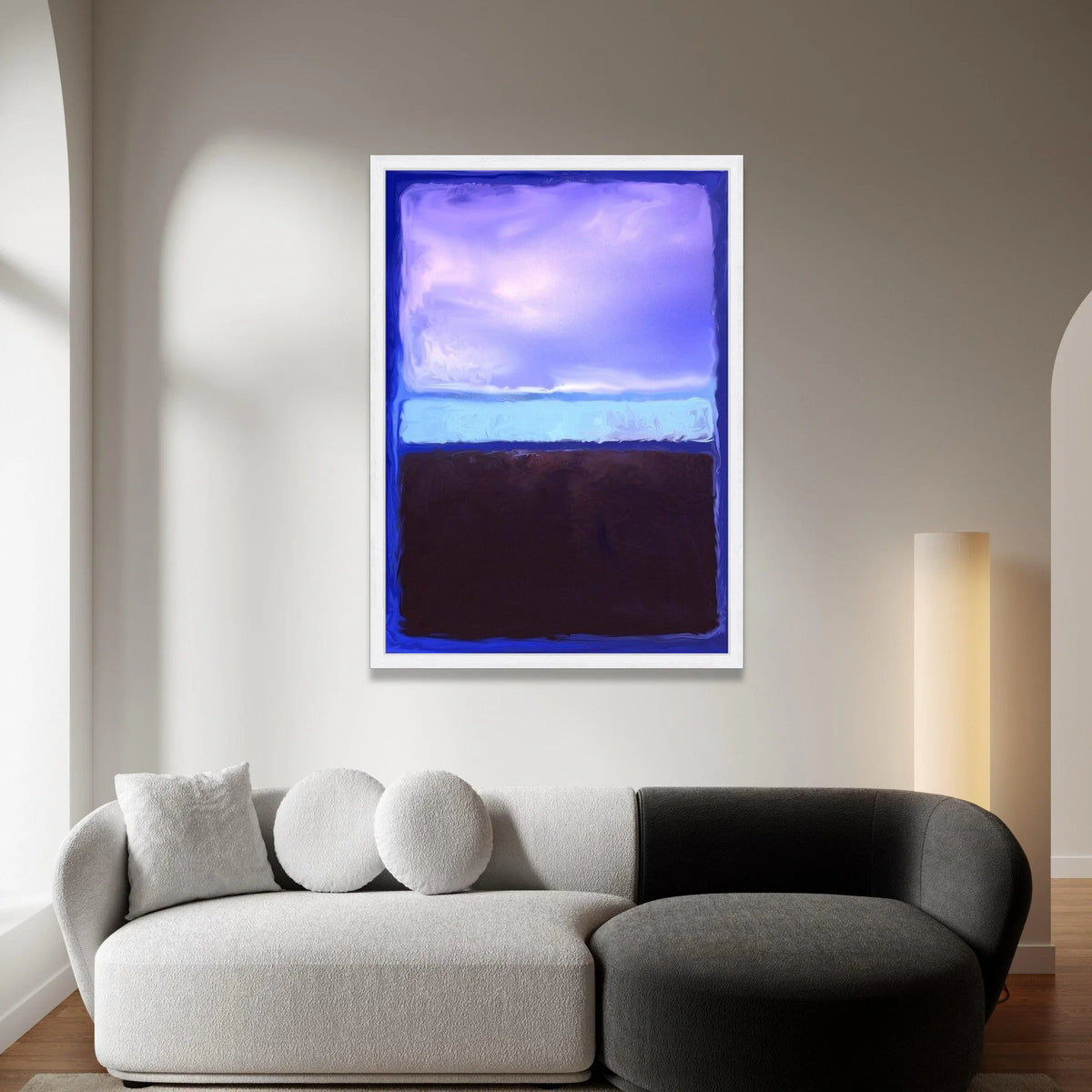 Mark Rothko Style Abstract Canvas Wall Art, Blue and Purple Color Blocks, Modern Minimalist Home Decoration, Large Canvas Print Art