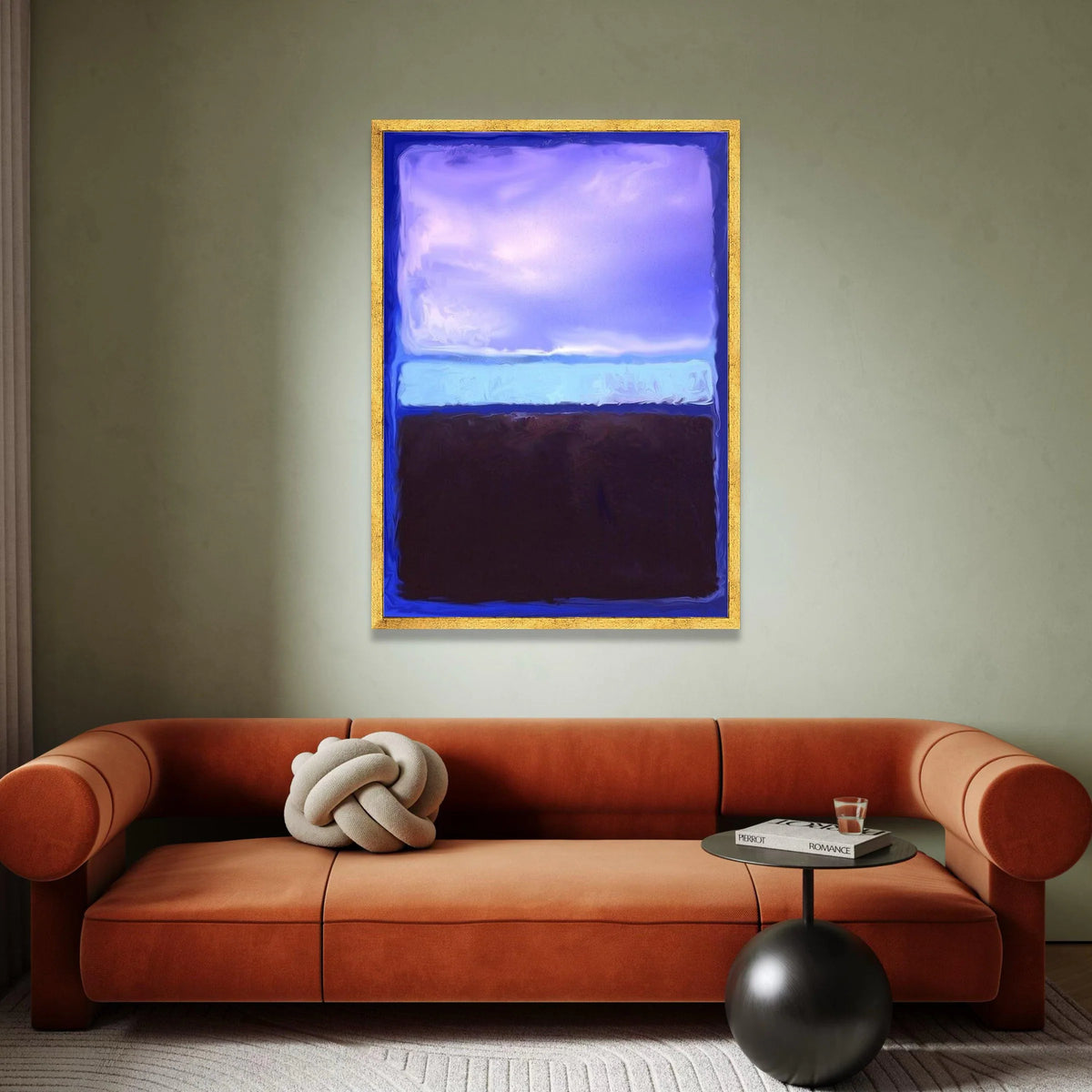 Mark Rothko Style Abstract Canvas Wall Art, Blue and Purple Color Blocks, Modern Minimalist Home Decoration, Large Canvas Print Art