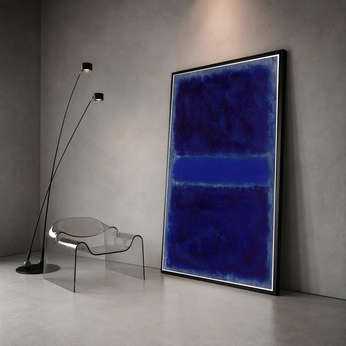 Mark Rothko Blue Abstract Canvas Wall Art, Modern Expressionist Color Field Painting, Contemporary Minimalist Home Canvas Print Art