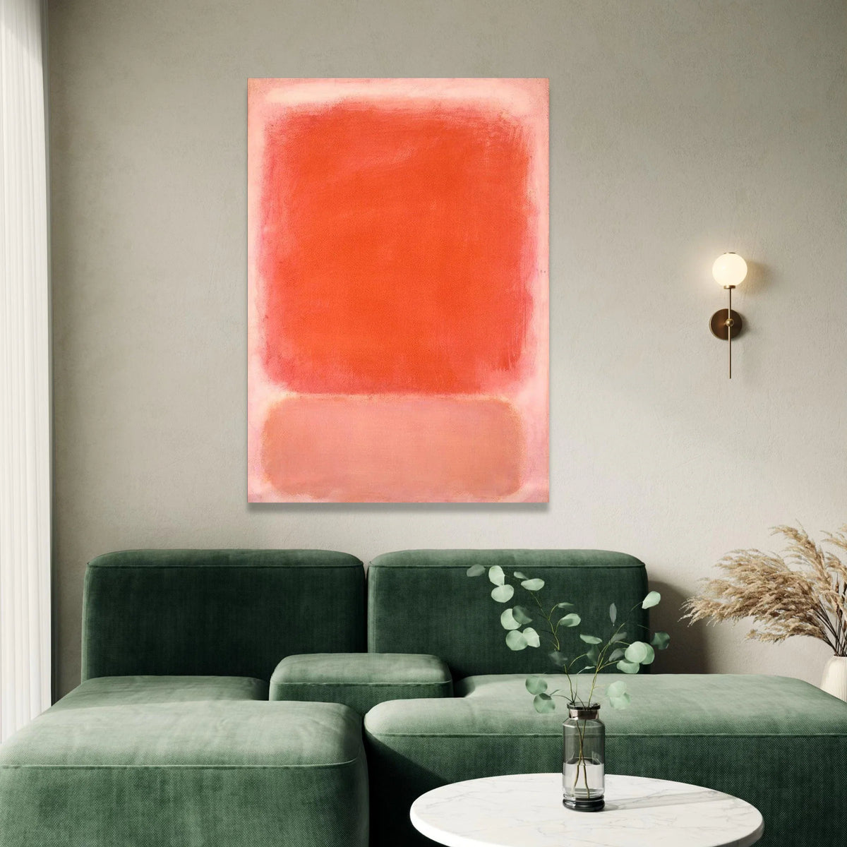 Mark Rothko Style Red and Pink Abstract Canvas Wall Art, Modern Minimalist Color Field Painting, Bold Home Decoration Canvas Print Art