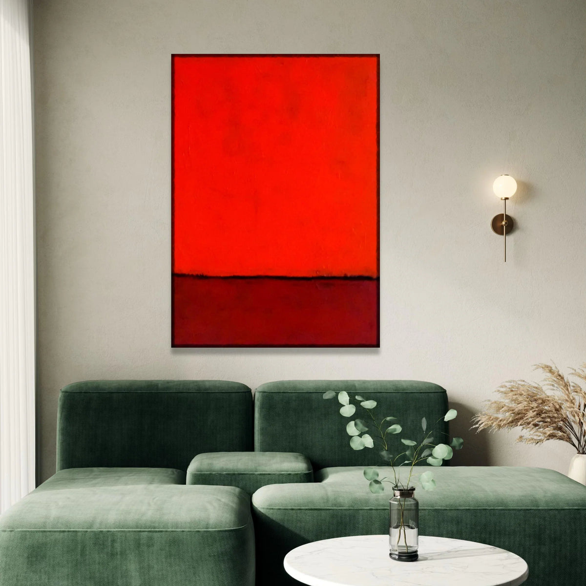 Mark Rothko Style Abstract Canvas Wall Art, Red Color Block Painting, Modern Minimalist Home Decor, Bold Geometric Canvas Canvas Print Art