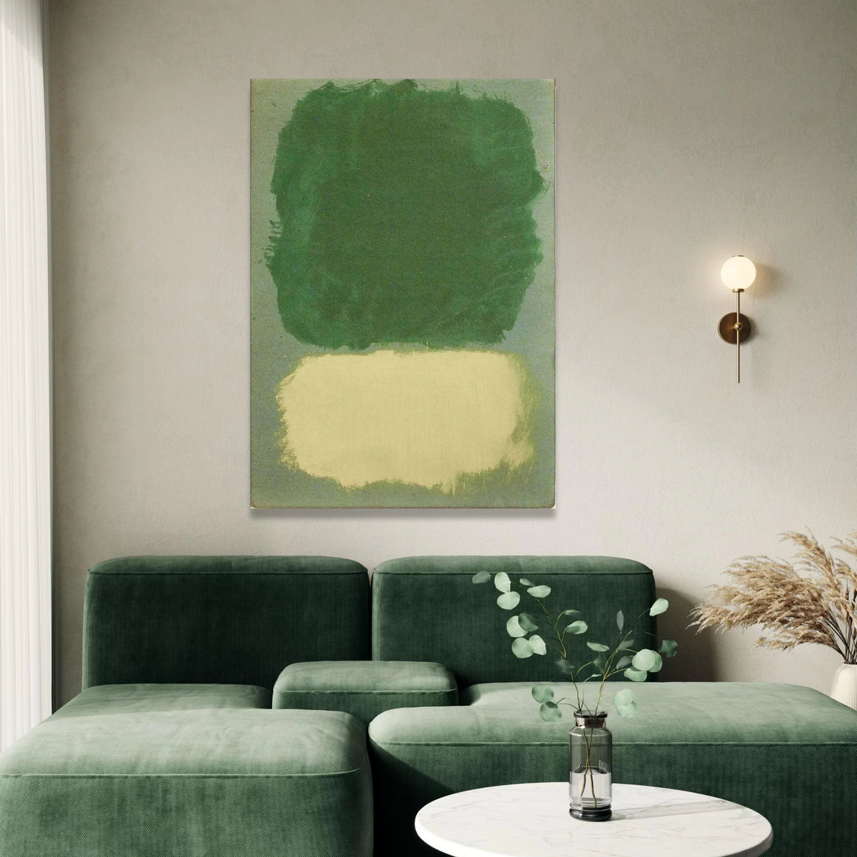 Mark Rothko Abstract Canvas Wall Art, Green and Beige Color Field Painting, Modern Minimalist Home Decor, Large Canvas Print Art
