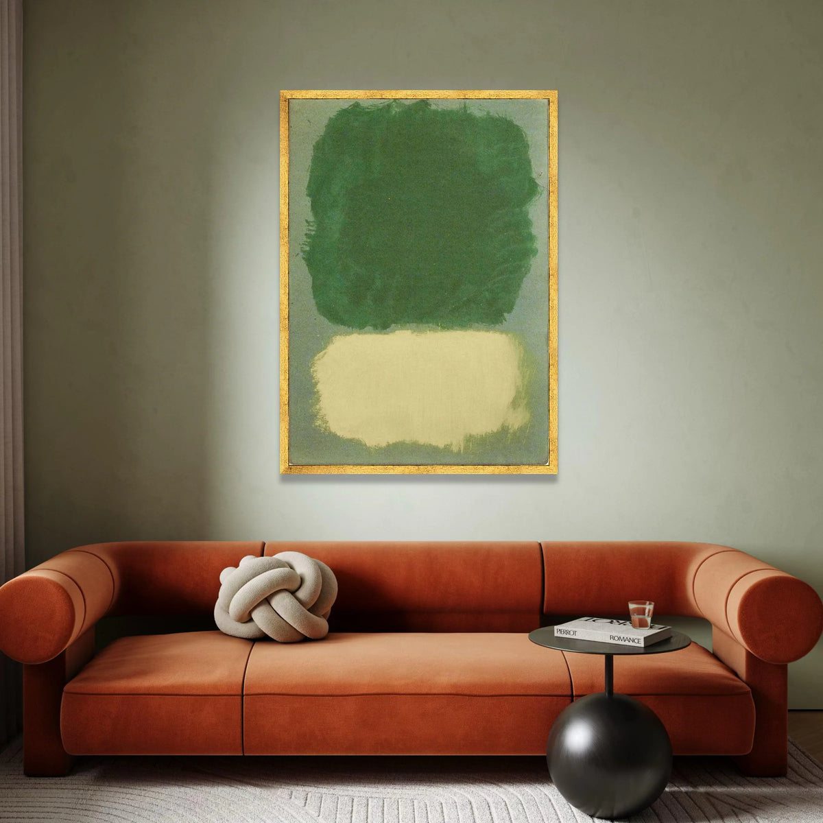 Mark Rothko Abstract Canvas Wall Art, Green and Beige Color Field Painting, Modern Minimalist Home Decor, Large Canvas Print Art