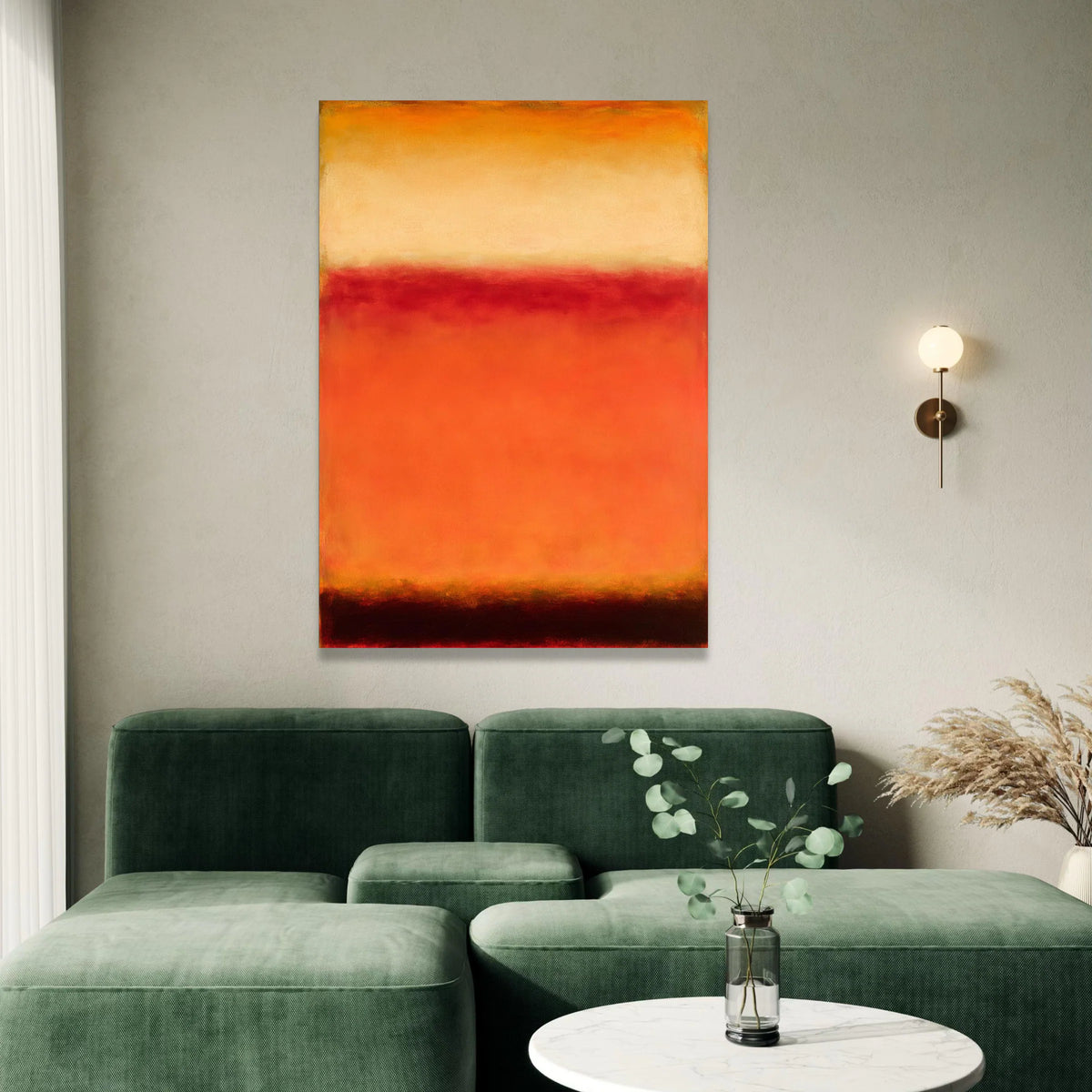 Mark Rothko Abstract Canvas Wall Art, Orange and Red Color Field Painting, Modern Minimalist Home Decoration, Mid Century Canvas Print Art
