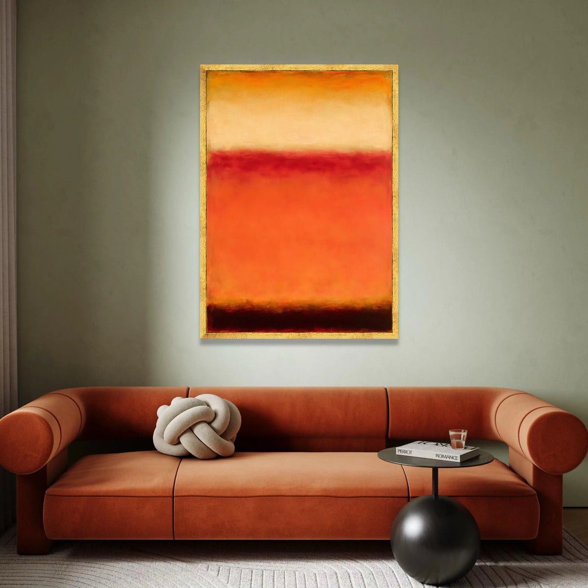 Mark Rothko Abstract Canvas Wall Art, Orange and Red Color Field Painting, Modern Minimalist Home Decoration, Mid Century Canvas Print Art