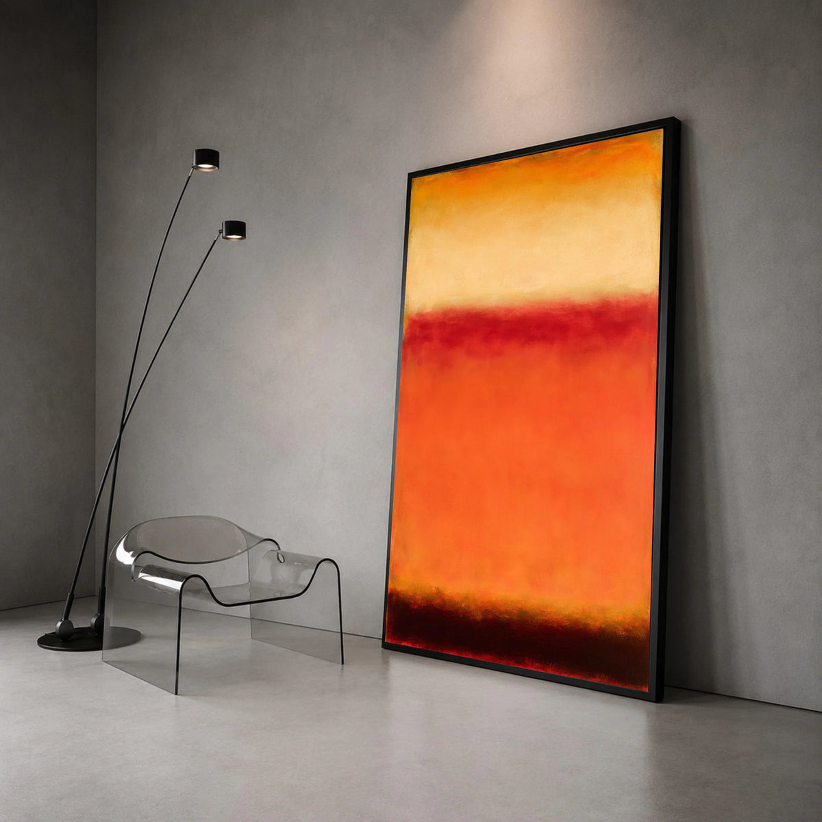 Mark Rothko Abstract Canvas Wall Art, Orange and Red Color Field Painting, Modern Minimalist Home Decoration, Mid Century Canvas Print Art