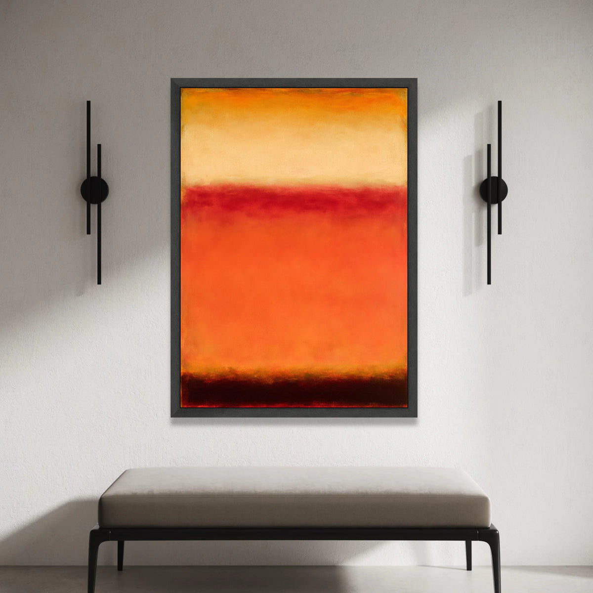 Mark Rothko Abstract Canvas Wall Art, Orange and Red Color Field Painting, Modern Minimalist Home Decoration, Mid Century Canvas Print Art