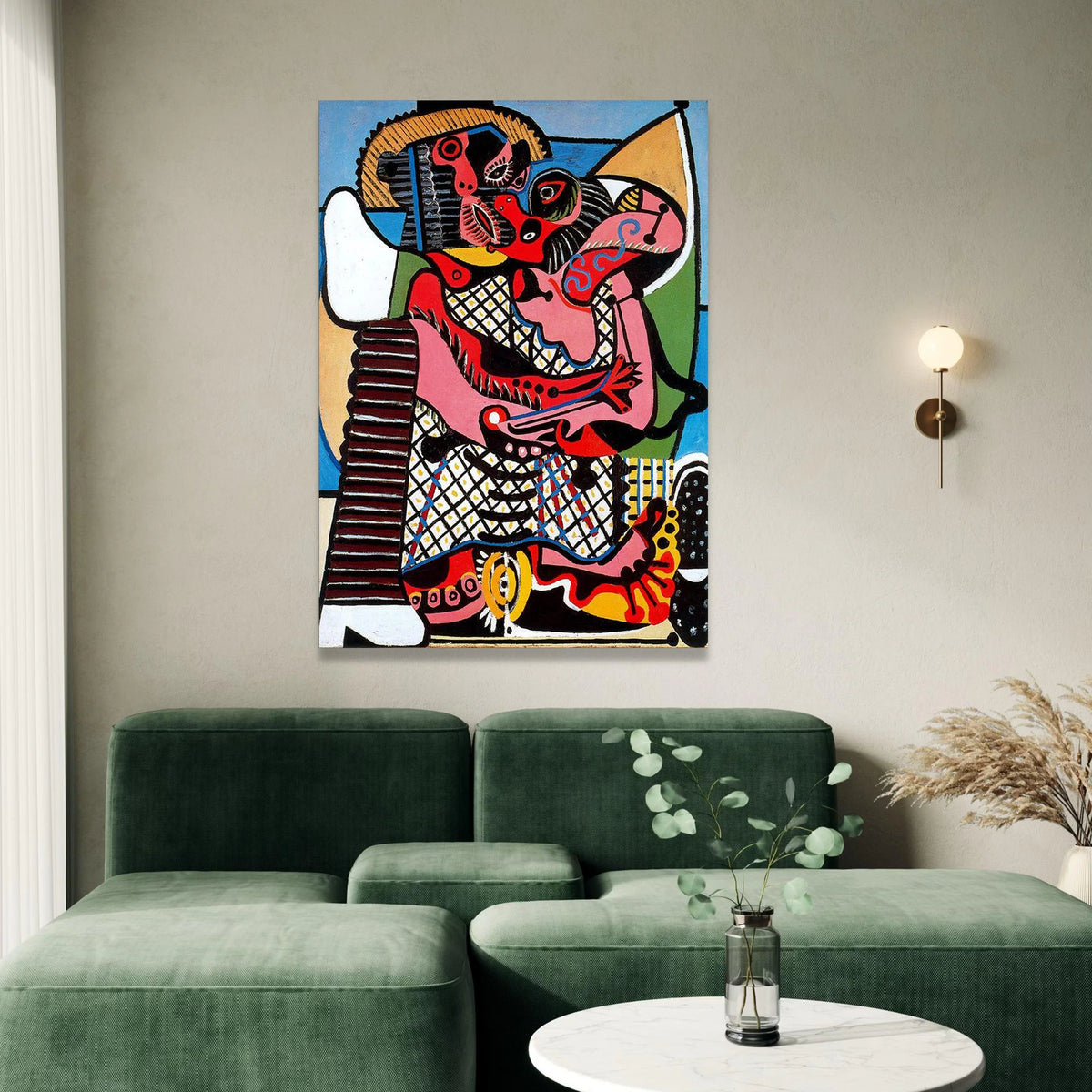 Abstract Embrace Canvas Wall Art, Modern Cubism Painting, Colorful Contemporary Art, Home Decoration, Bold Artistic Canvas Canvas Print Art