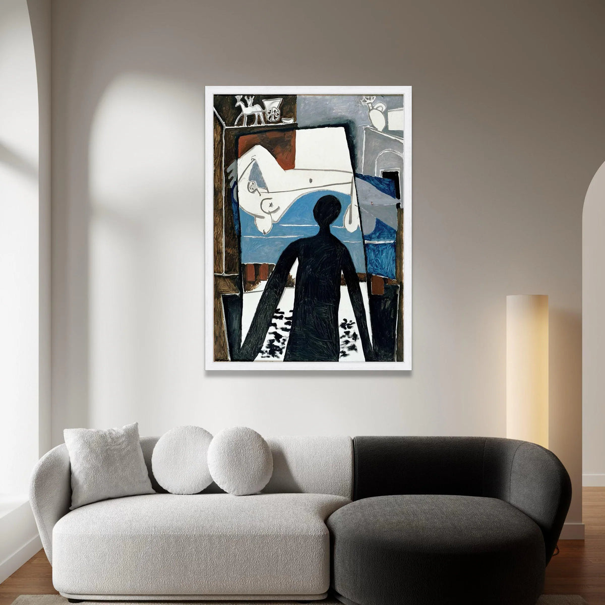 Abstract Modern Art Canvas, Figurative Wall Art, Minimalist Silhouette Painting, Contemporary Home Decoration, Black and Canvas Print Art