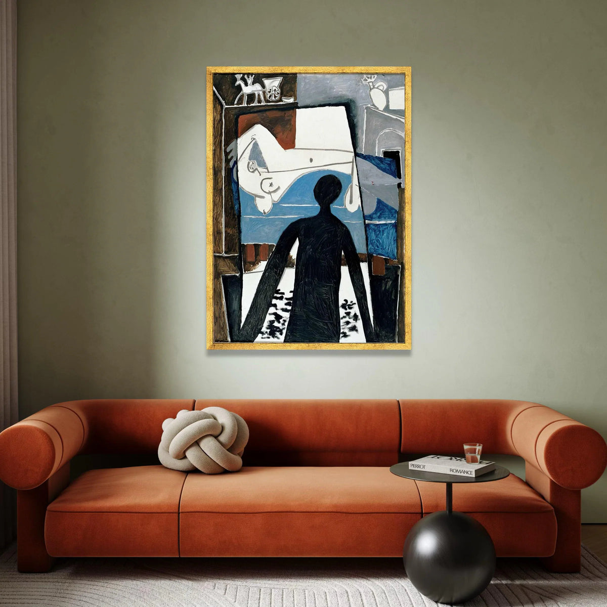 Abstract Modern Art Canvas, Figurative Wall Art, Minimalist Silhouette Painting, Contemporary Home Decoration, Black and Canvas Print Art