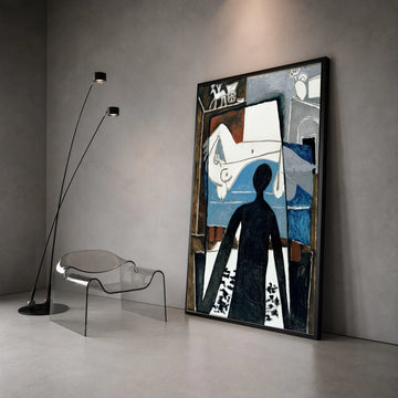 Abstract Modern Art Canvas, Figurative Wall Art, Minimalist Silhouette Painting, Contemporary Home Decoration, Black and Canvas Print Art