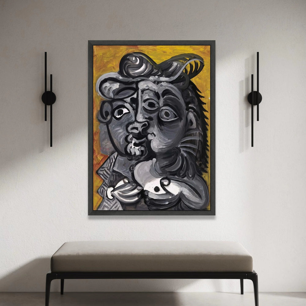Abstract Cubist Portrait Canvas, Black and White Face Art, Modern Expressionism Wall Decor, Bold Contemporary Canvas Wall Canvas Print Art