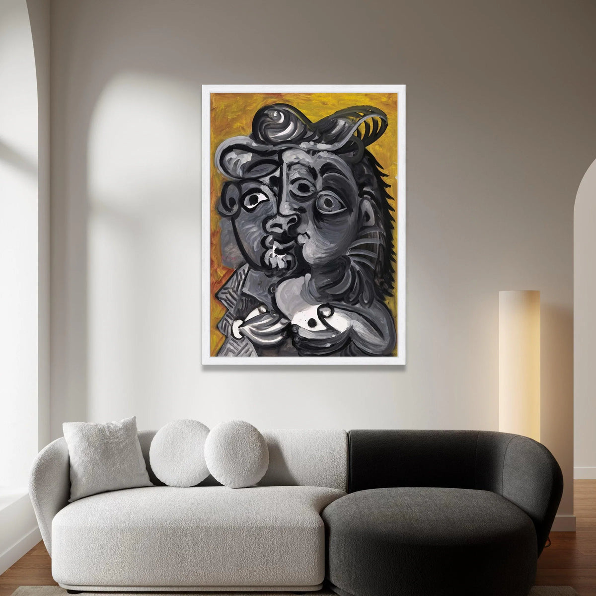 Abstract Cubist Portrait Canvas, Black and White Face Art, Modern Expressionism Wall Decor, Bold Contemporary Canvas Wall Canvas Print Art