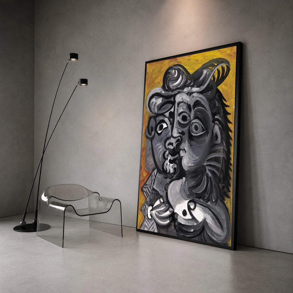 Abstract Cubist Portrait Canvas, Black and White Face Art, Modern Expressionism Wall Decor, Bold Contemporary Canvas Wall Canvas Print Art