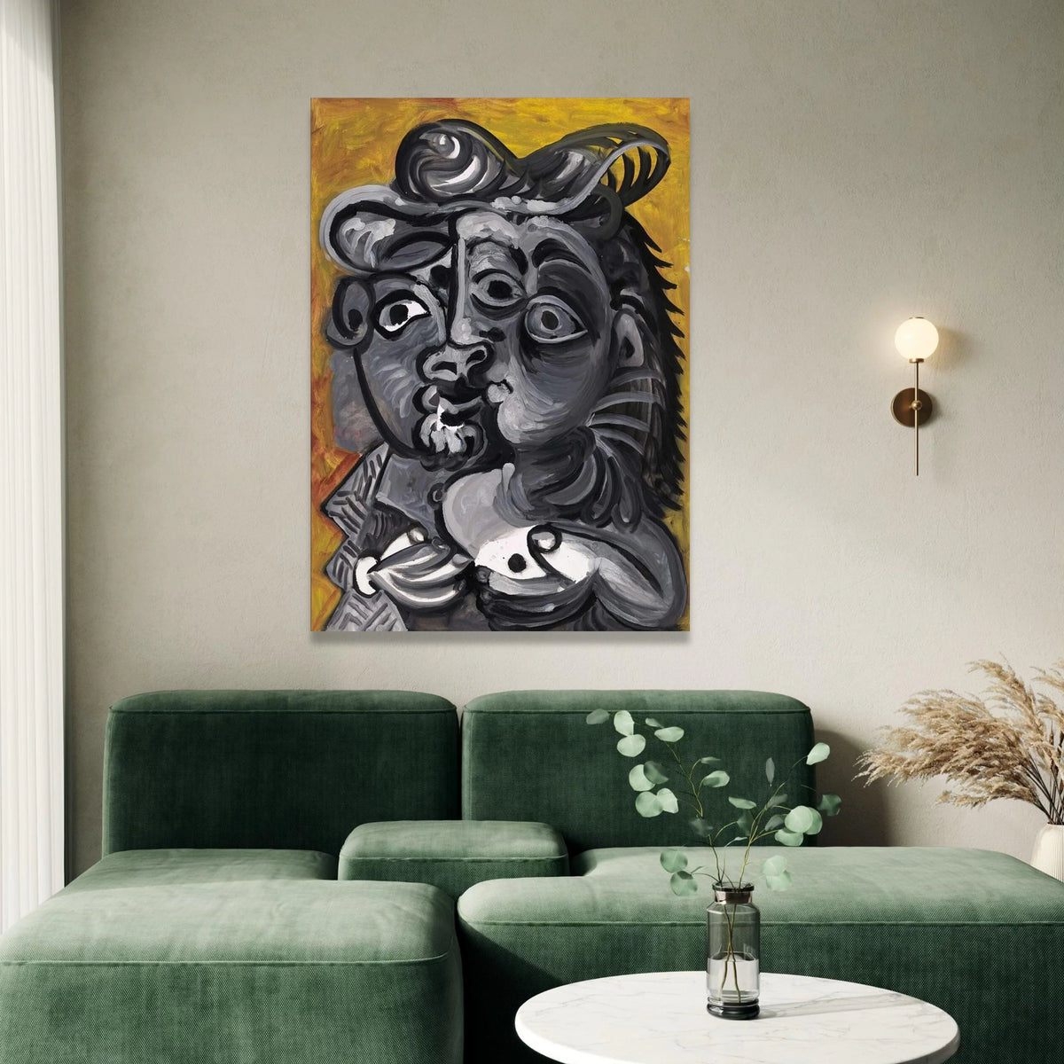 Abstract Cubist Portrait Canvas, Black and White Face Art, Modern Expressionism Wall Decor, Bold Contemporary Canvas Wall Canvas Print Art