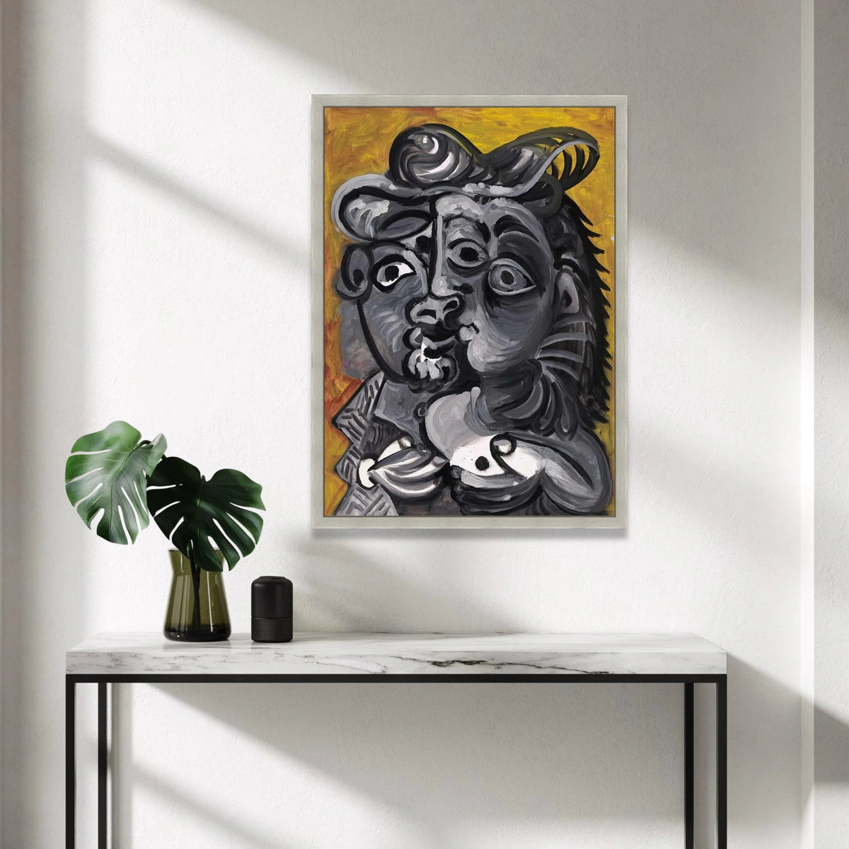 Abstract Cubist Portrait Canvas, Black and White Face Art, Modern Expressionism Wall Decor, Bold Contemporary Canvas Wall Canvas Print Art