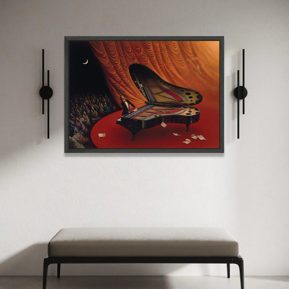 Surreal Butterfly Grand Piano Canvas, Magical Performance Scene, Creative Music Wall Art, Fantasy Theater Display, Artistic Canvas Print Art