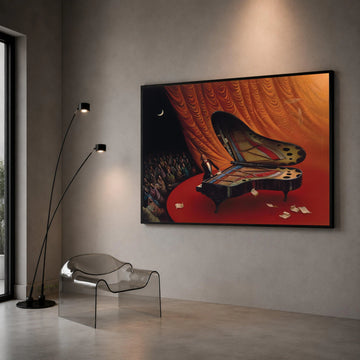 Surreal Butterfly Grand Piano Canvas, Magical Performance Scene, Creative Music Wall Art, Fantasy Theater Display, Artistic Canvas Print Art