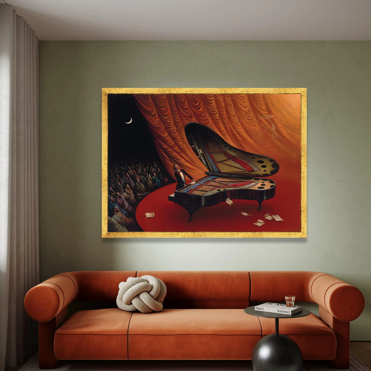 Surreal Butterfly Grand Piano Canvas, Magical Performance Scene, Creative Music Wall Art, Fantasy Theater Display, Artistic Canvas Print Art
