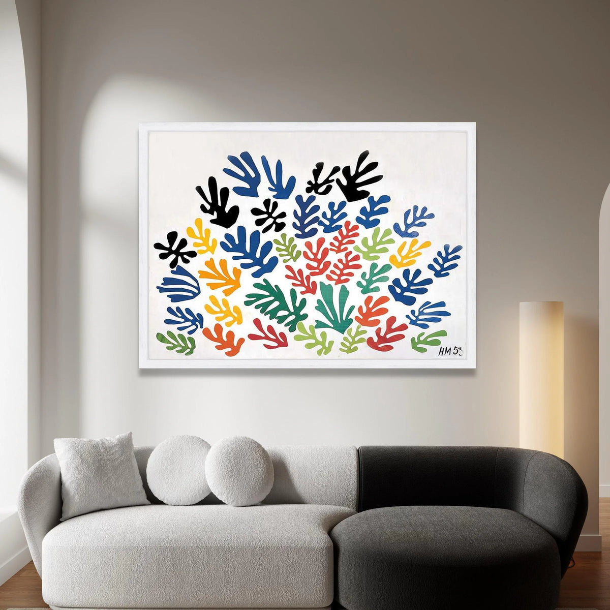 Abstract Colorful Leaf Shapes Canvas, Modern Botanical Wall Art, Multicolor Plant Silhouette Canvas, Contemporary Home Canvas Print Art