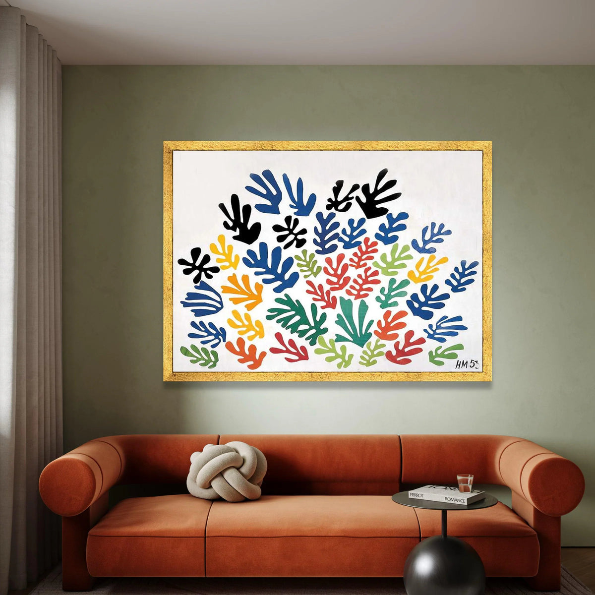 Abstract Colorful Leaf Shapes Canvas, Modern Botanical Wall Art, Multicolor Plant Silhouette Canvas, Contemporary Home Canvas Print Art