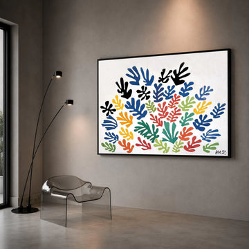 Abstract Colorful Leaf Shapes Canvas, Modern Botanical Wall Art, Multicolor Plant Silhouette Canvas, Contemporary Home Canvas Print Art